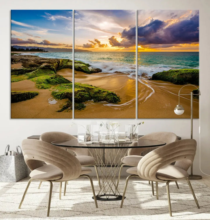 Marvelous Sunset at Tropical Beach Large Wall Art Print Canvas Wall Decor