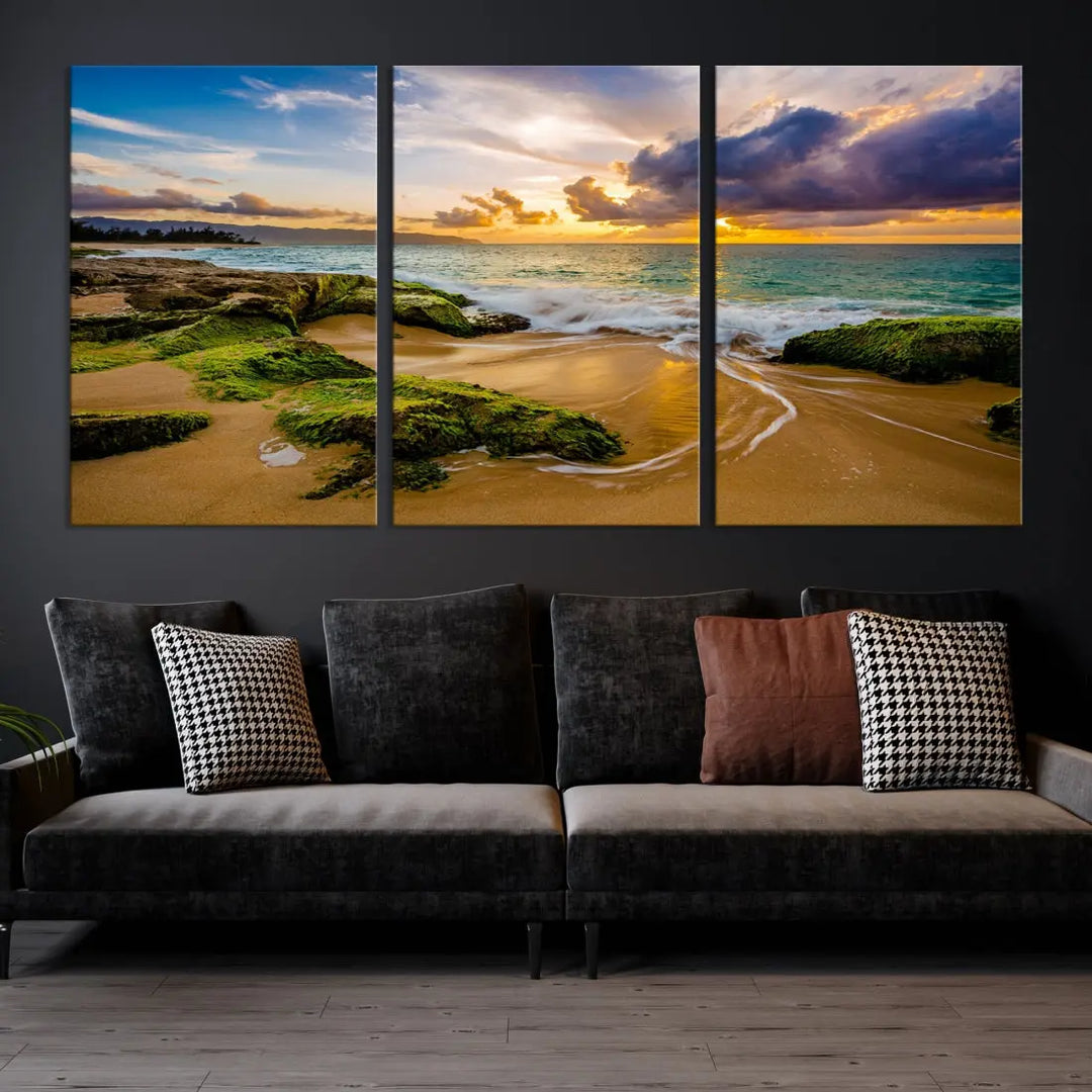 Marvelous Sunset at Tropical Beach Large Wall Art Print Canvas Wall Decor