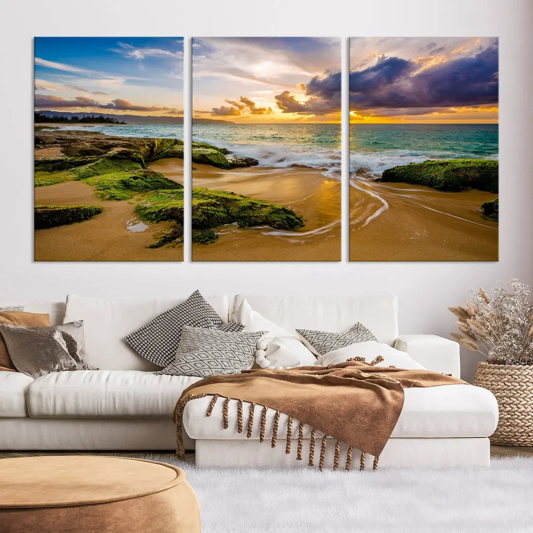 Marvelous Sunset at Tropical Beach Large Wall Art Print Canvas Wall Decor