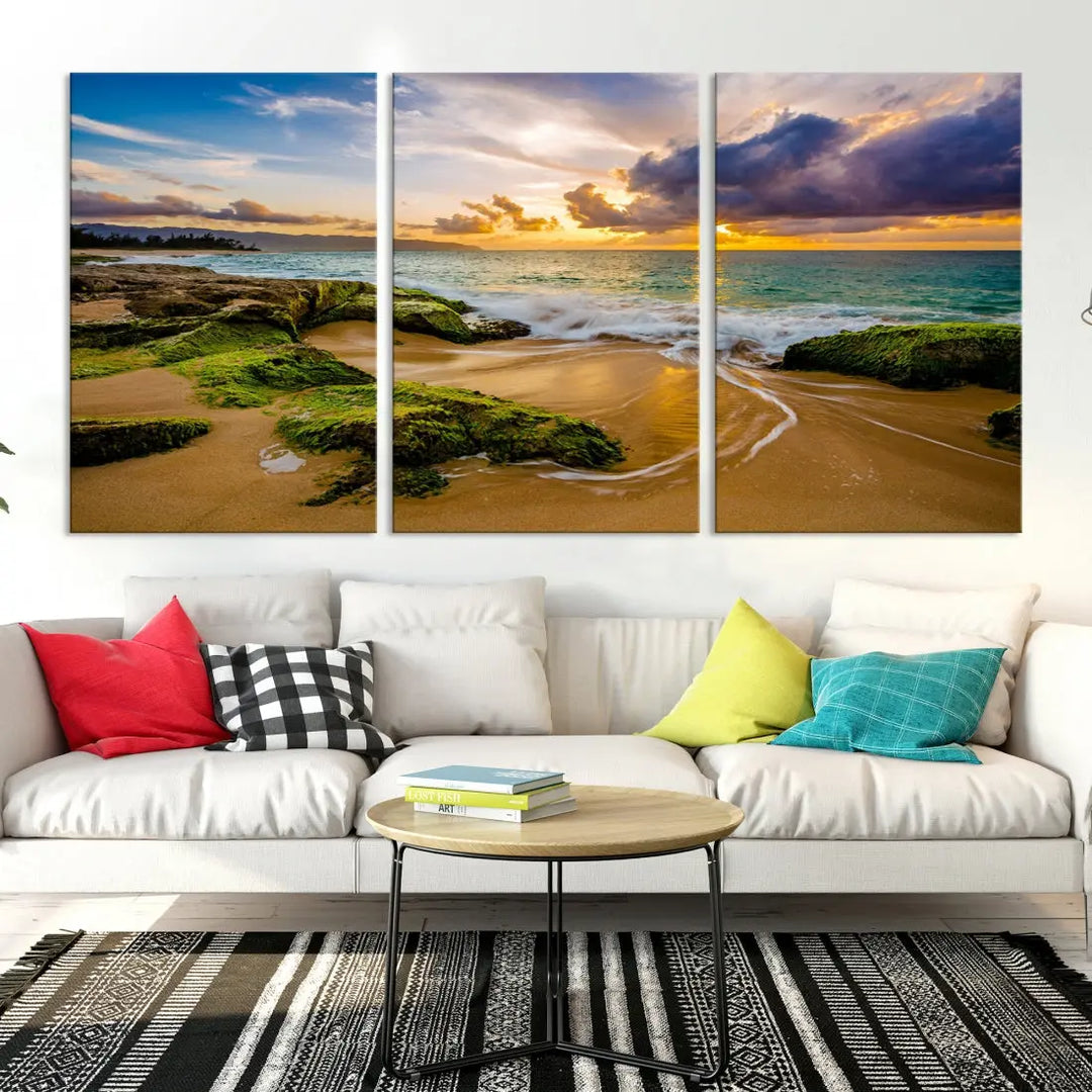 Marvelous Sunset at Tropical Beach Large Wall Art Print Canvas Wall Decor