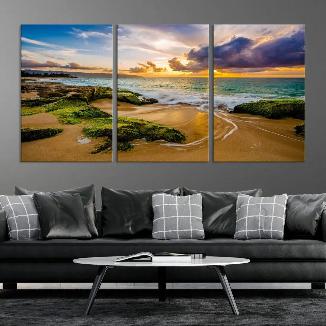 Marvelous Sunset at Tropical Beach Large Wall Art Print Canvas Wall Decor