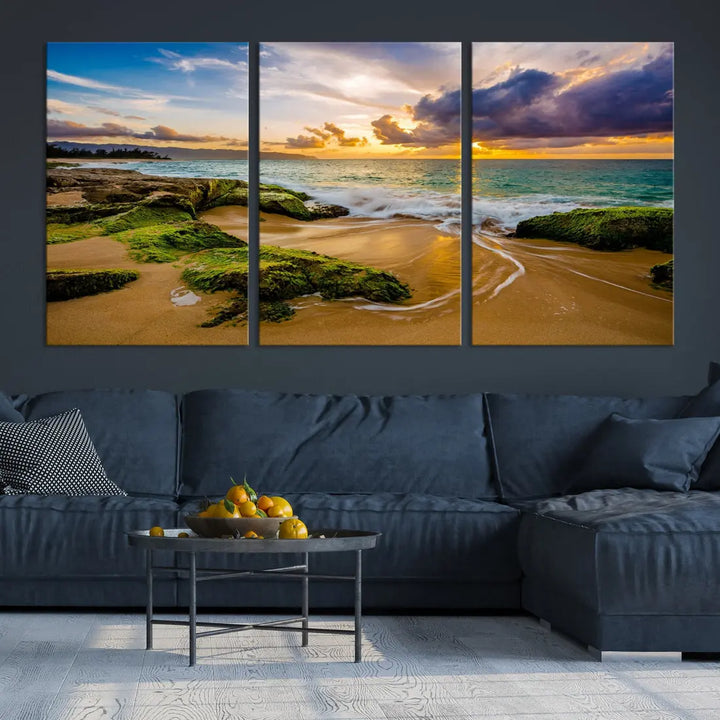 Marvelous Sunset at Tropical Beach Large Wall Art Print Canvas Wall Decor