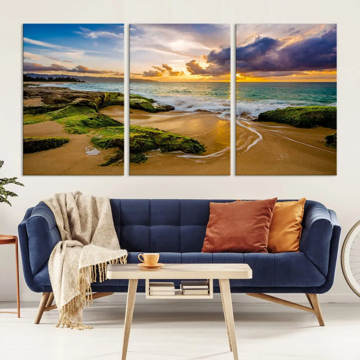 Marvelous Sunset at Tropical Beach Large Wall Art Print Canvas Wall Decor