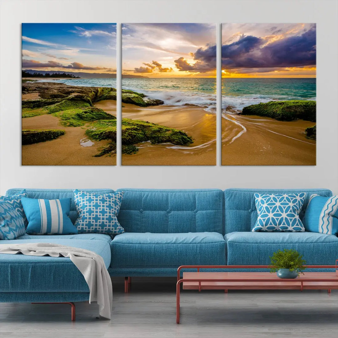 Marvelous Sunset at Tropical Beach Large Wall Art Print Canvas Wall Decor