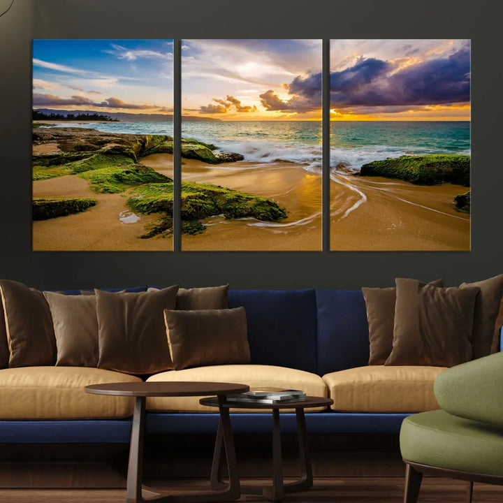 Marvelous Sunset at Tropical Beach Large Wall Art Print Canvas Wall Decor