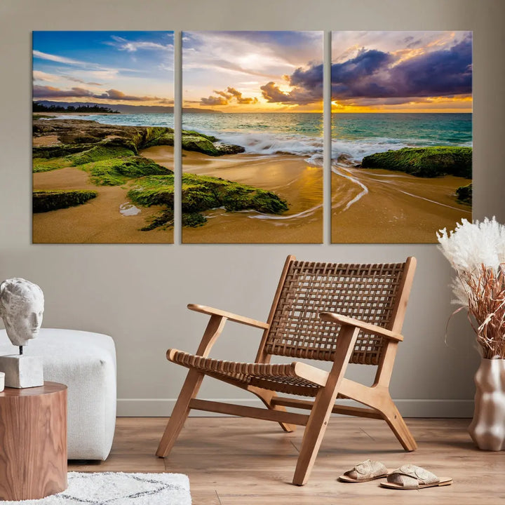 Marvelous Sunset at Tropical Beach Large Wall Art Print Canvas Wall Decor