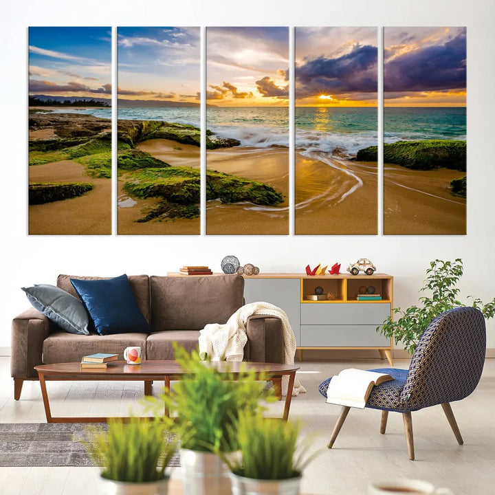 Marvelous Sunset at Tropical Beach Large Wall Art Print Canvas Wall Decor