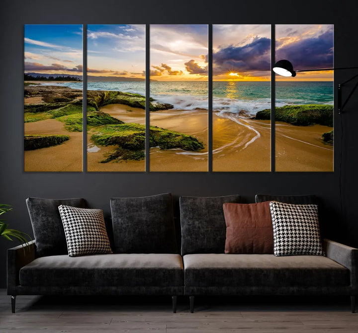 Marvelous Sunset at Tropical Beach Large Wall Art Print Canvas Wall Decor