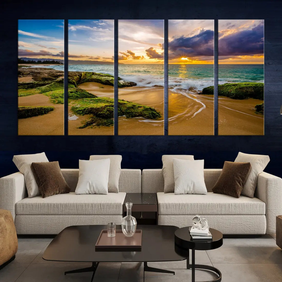 Marvelous Sunset at Tropical Beach Large Wall Art Print Canvas Wall Decor