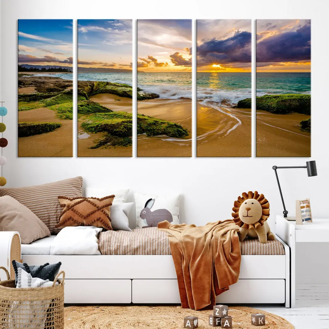 Marvelous Sunset at Tropical Beach Large Wall Art Print Canvas Wall Decor