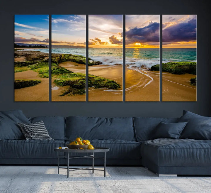 Marvelous Sunset at Tropical Beach Large Wall Art Print Canvas Wall Decor