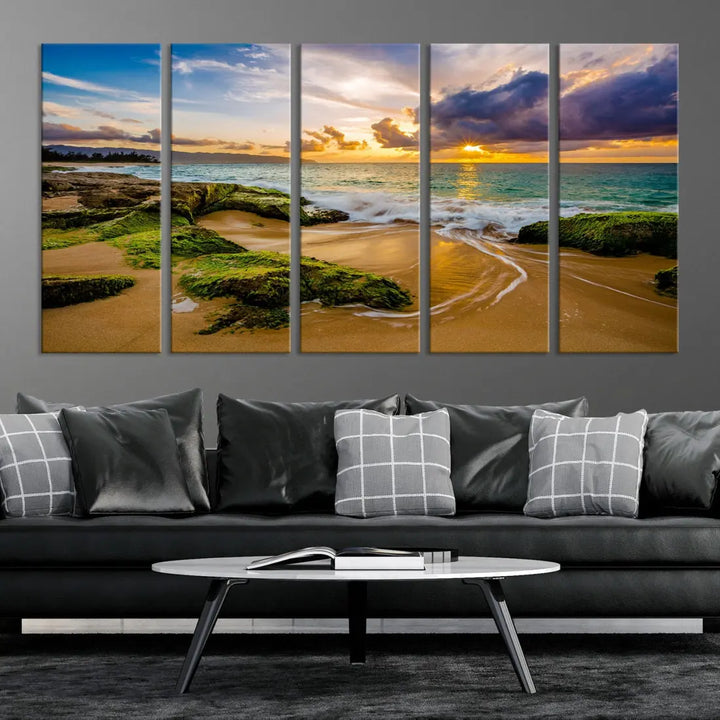 Marvelous Sunset at Tropical Beach Large Wall Art Print Canvas Wall Decor