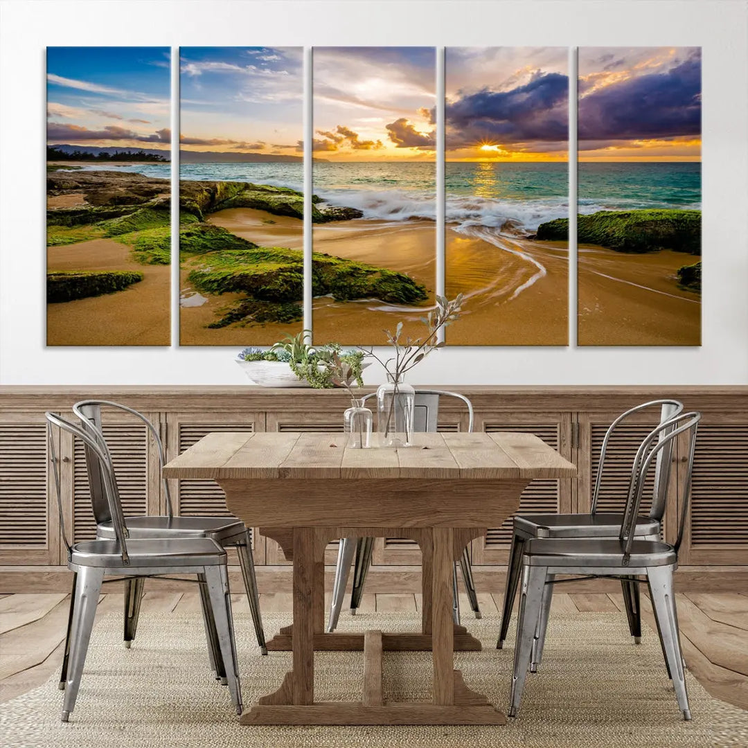 Marvelous Sunset at Tropical Beach Large Wall Art Print Canvas Wall Decor