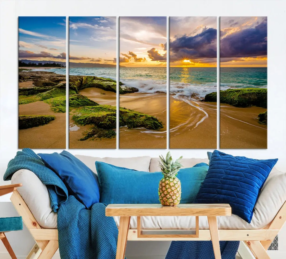 Marvelous Sunset at Tropical Beach Large Wall Art Print Canvas Wall Decor