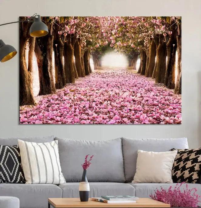 Mesmerizing Blossom Cherry Trees Large Wall Art Framed Canvas Print