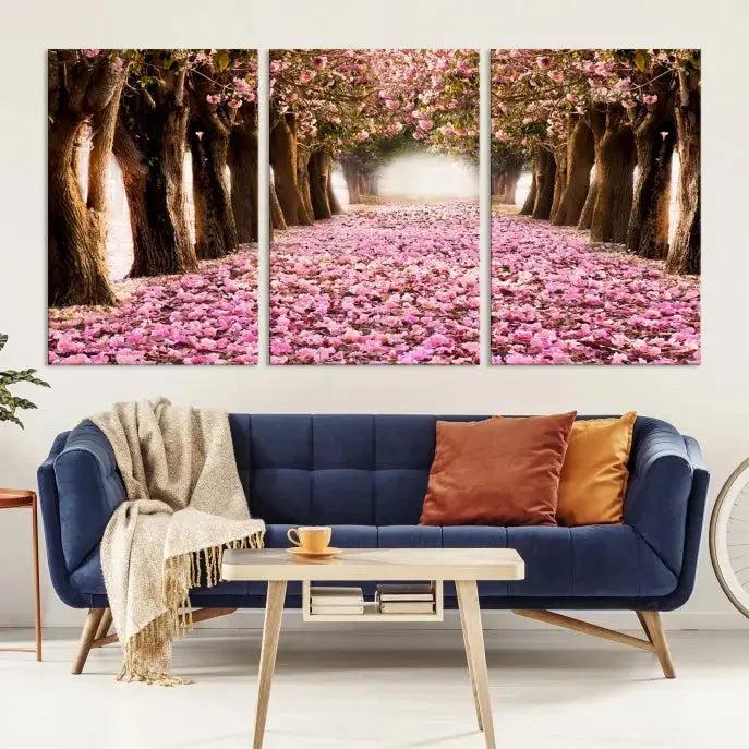 Mesmerizing Blossom Cherry Trees Large Wall Art Framed Canvas Print