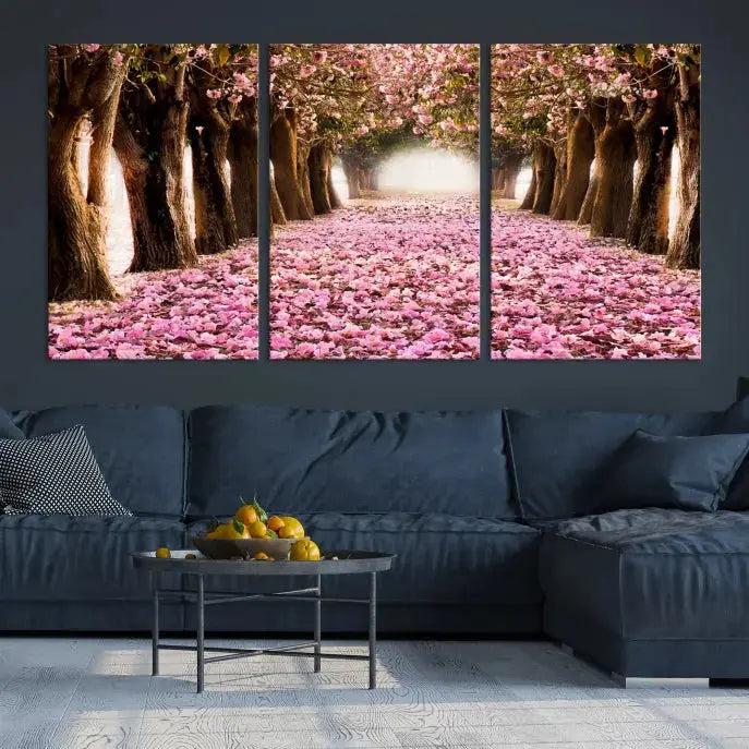 Mesmerizing Blossom Cherry Trees Large Wall Art Framed Canvas Print