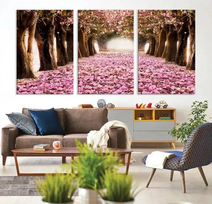 Mesmerizing Blossom Cherry Trees Large Wall Art Framed Canvas Print