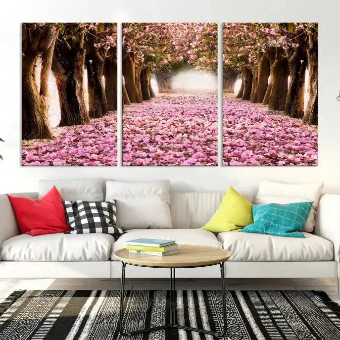 Mesmerizing Blossom Cherry Trees Large Wall Art Framed Canvas Print