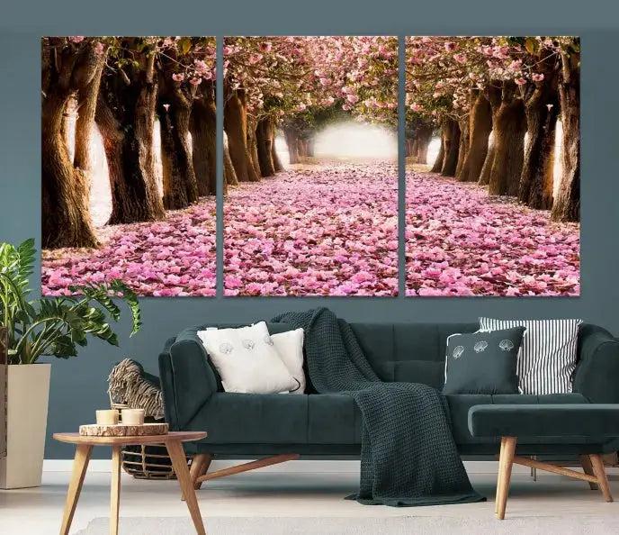 Mesmerizing Blossom Cherry Trees Large Wall Art Framed Canvas Print