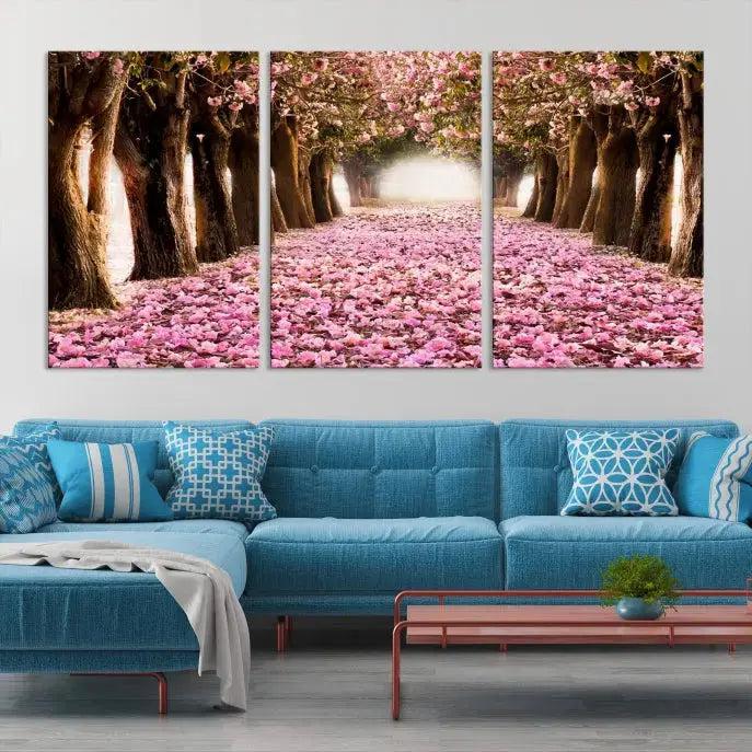 Mesmerizing Blossom Cherry Trees Large Wall Art Framed Canvas Print