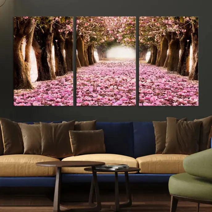 Mesmerizing Blossom Cherry Trees Large Wall Art Framed Canvas Print