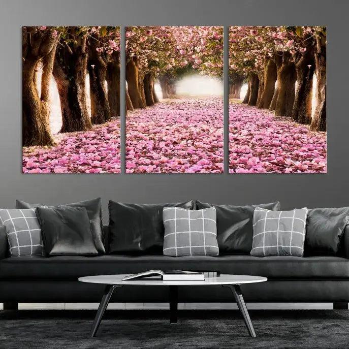 Mesmerizing Blossom Cherry Trees Large Wall Art Framed Canvas Print