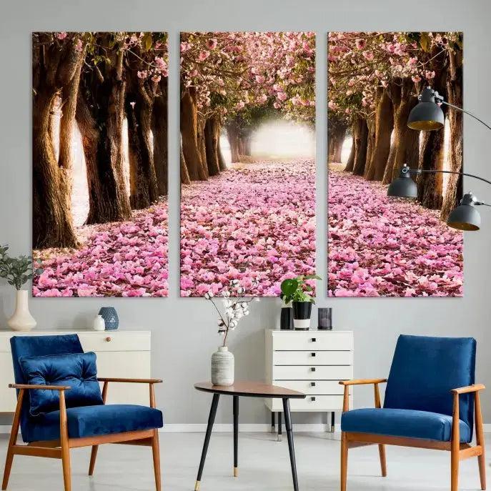 Mesmerizing Blossom Cherry Trees Large Wall Art Framed Canvas Print