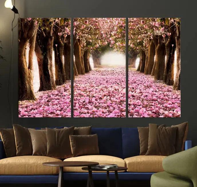 Mesmerizing Blossom Cherry Trees Large Wall Art Framed Canvas Print