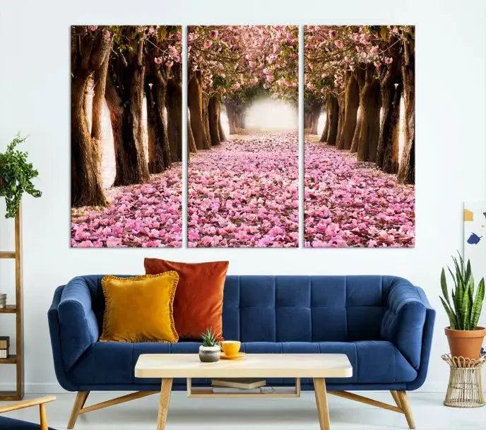 Mesmerizing Blossom Cherry Trees Large Wall Art Framed Canvas Print