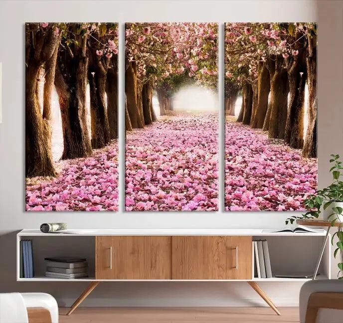 Mesmerizing Blossom Cherry Trees Large Wall Art Framed Canvas Print