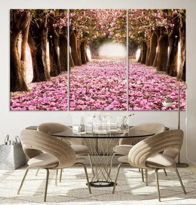 Mesmerizing Blossom Cherry Trees Large Wall Art Framed Canvas Print