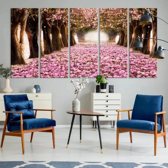 Mesmerizing Blossom Cherry Trees Large Wall Art Framed Canvas Print