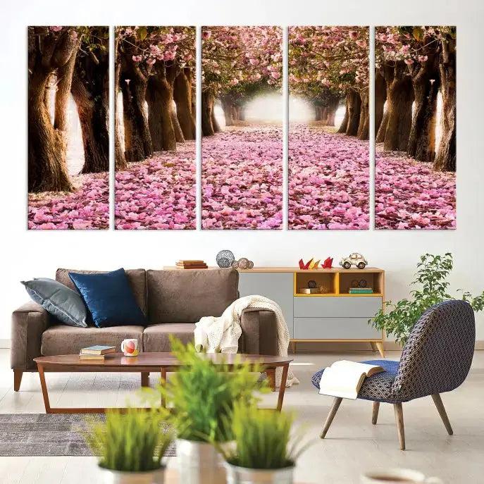 Mesmerizing Blossom Cherry Trees Large Wall Art Framed Canvas Print