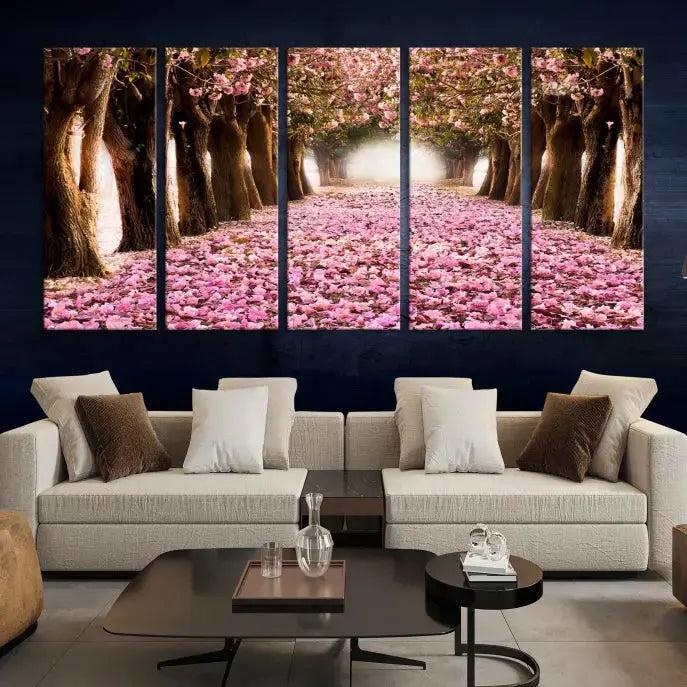 Mesmerizing Blossom Cherry Trees Large Wall Art Framed Canvas Print