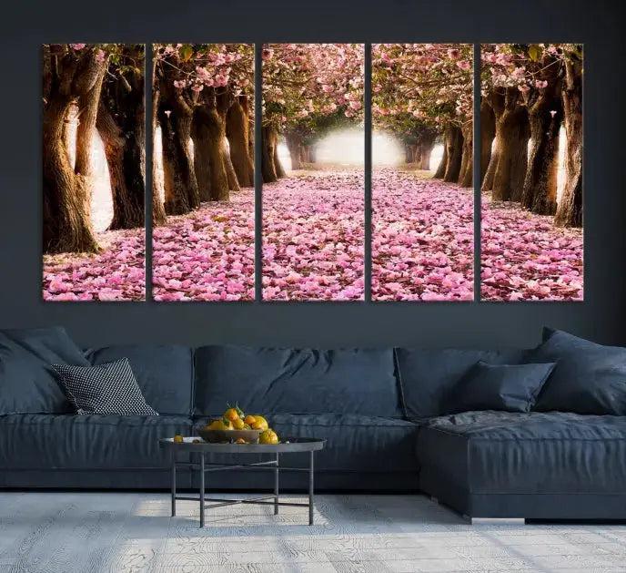 Mesmerizing Blossom Cherry Trees Large Wall Art Framed Canvas Print