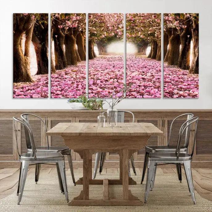 Mesmerizing Blossom Cherry Trees Large Wall Art Framed Canvas Print