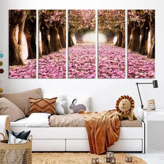 Mesmerizing Blossom Cherry Trees Large Wall Art Framed Canvas Print