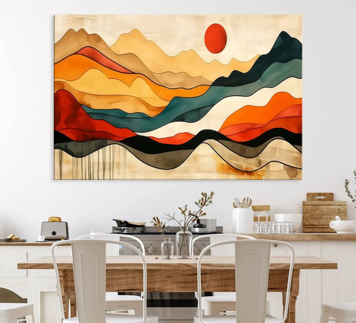 Mid Century Mountain Canvas Wall Art Abstract Painting Print Original Modern Art Panoramic Mountain Wall Art Abstract Decor Large Wall Art