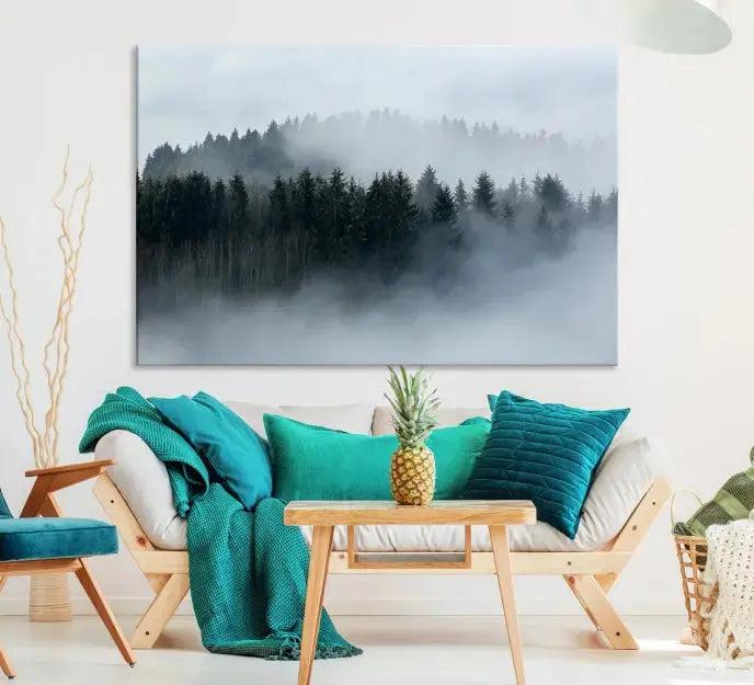 Misty Forest Clouds Foggy Photography Canvas Wall Art