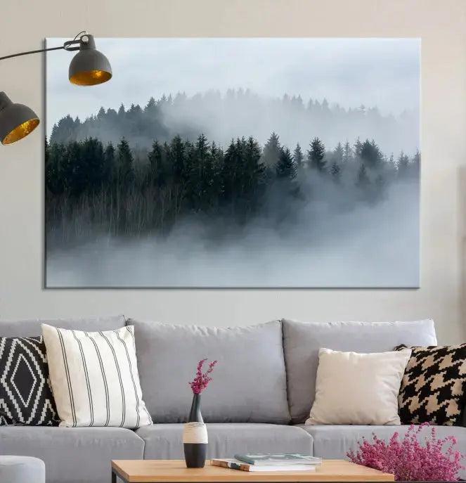 Misty Forest Clouds Foggy Photography Canvas Wall Art