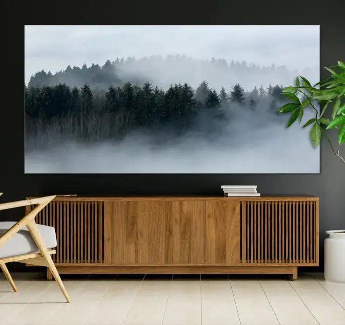 Misty Forest Clouds Foggy Photography Canvas Wall Art