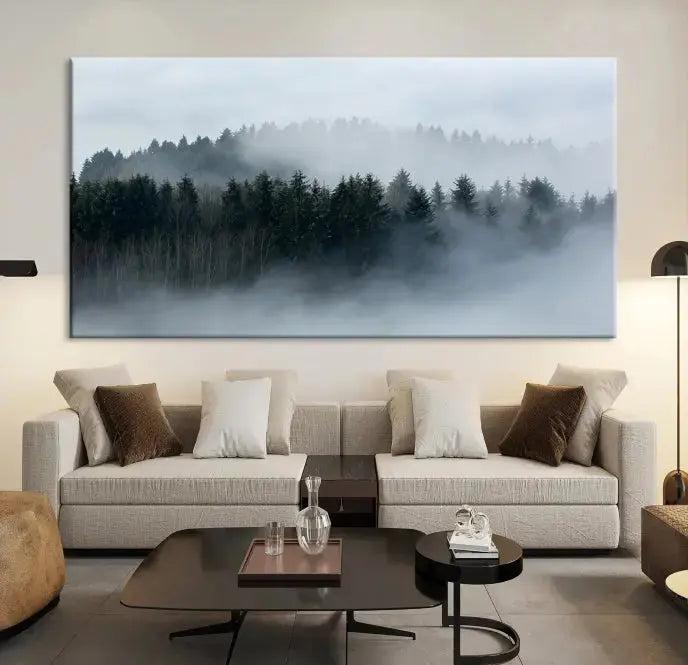 Misty Forest Clouds Foggy Photography Canvas Wall Art