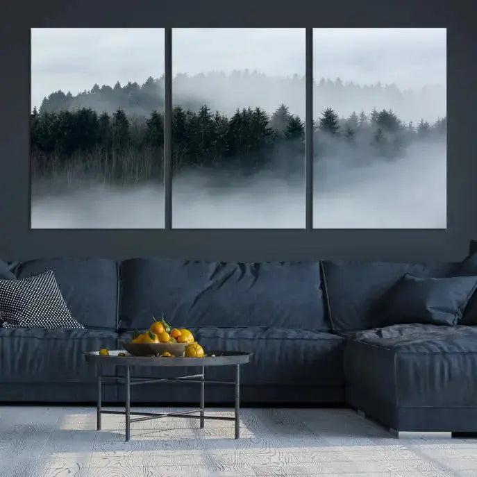 Misty Forest Clouds Foggy Photography Canvas Wall Art