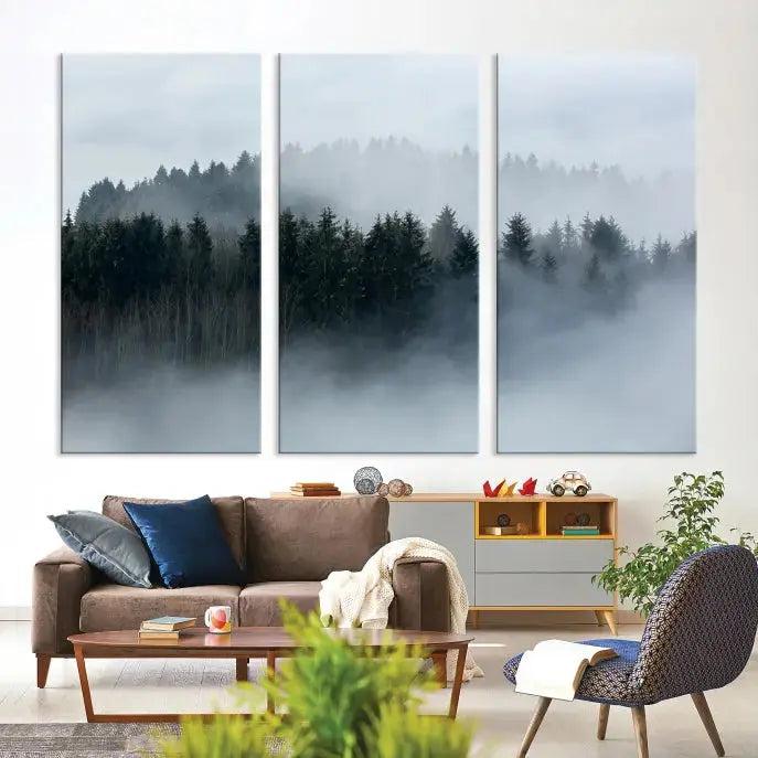 Misty Forest Clouds Foggy Photography Canvas Wall Art