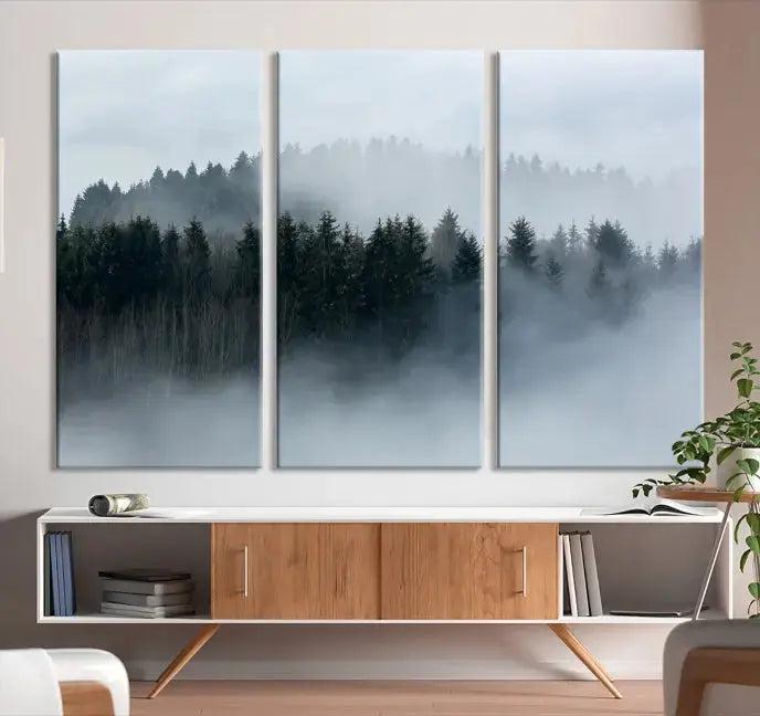 Misty Forest Clouds Foggy Photography Canvas Wall Art