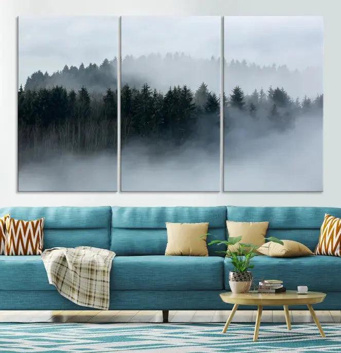 Misty Forest Clouds Foggy Photography Canvas Wall Art