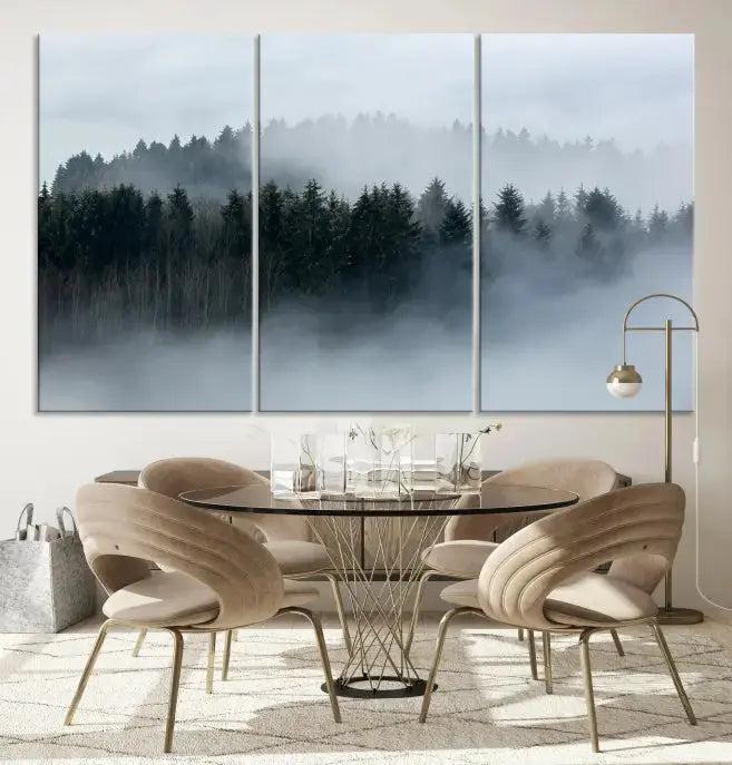 Misty Forest Clouds Foggy Photography Canvas Wall Art