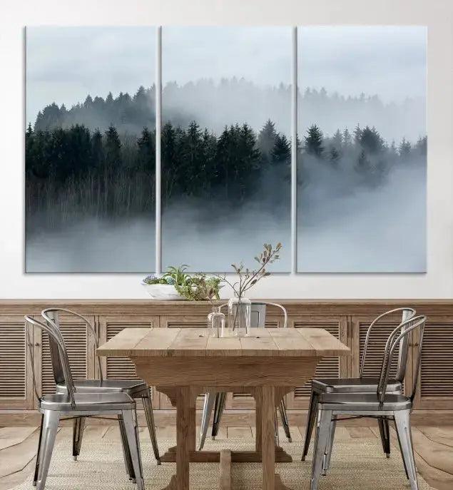 Misty Forest Clouds Foggy Photography Canvas Wall Art