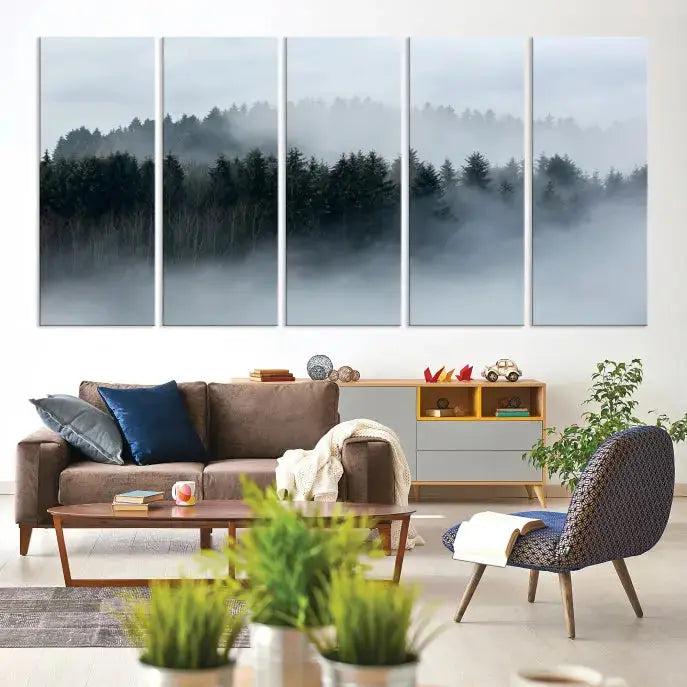 Misty Forest Clouds Foggy Photography Canvas Wall Art